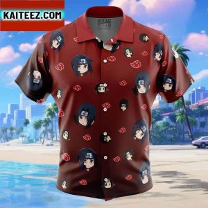 Itachi Uchiha Pattern Naruto Gift For Family In Summer Holiday Button Up Hawaiian Shirt