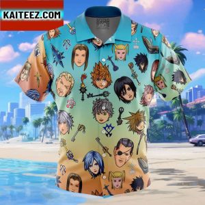 Kingdom Hearts Pattern Gift For Family In Summer Holiday Button Up Hawaiian Shirt