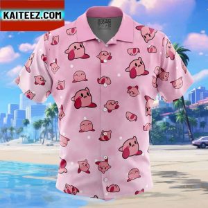 Kirby Pattern Gift For Family In Summer Holiday Button Up Hawaiian Shirt