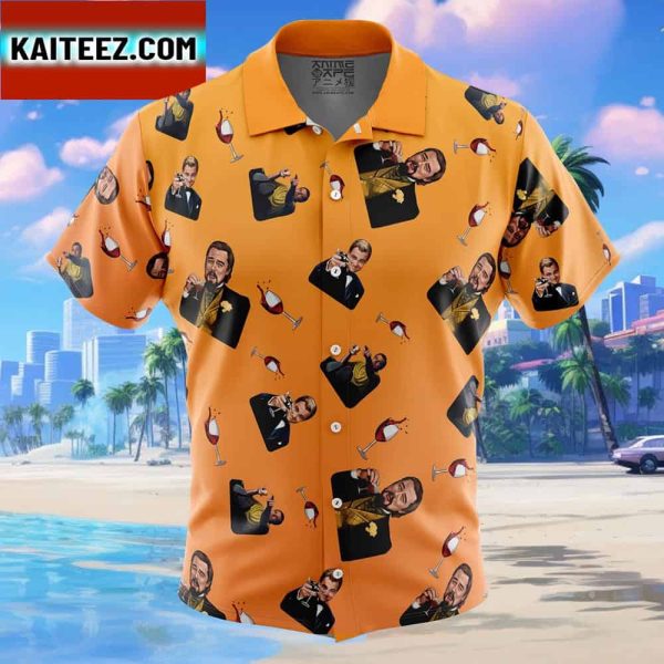 Leonardo DiCaprio Meme Pattern Gift For Family In Summer Holiday Button Up Hawaiian Shirt