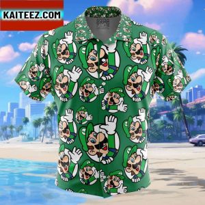 Luigi Super Mario Gift For Family In Summer Holiday Button Up Hawaiian Shirt