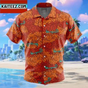 Mera Mera No Mi Luffy Devil Fruit One Piece Gift For Family In Summer Holiday Button Up Hawaiian Shirt