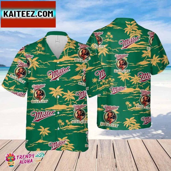 Miller High Life Hawaiian Beach Pattern Shirt Summer Beer Hawaiian Shirt