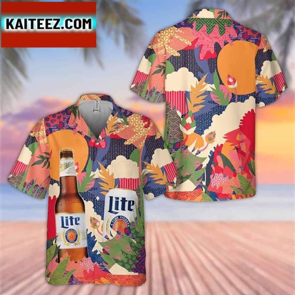 Miller Lite Beer Colorful Hawaii Aloha Shirt Beer Hawaiian Shirt