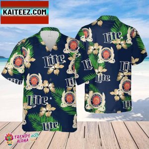 Miller Lite Hawaiian Hibiscus Flower PatternTropical Beach Shirt Hawaiian Flower Shirt Hawaiian Beer Shirt