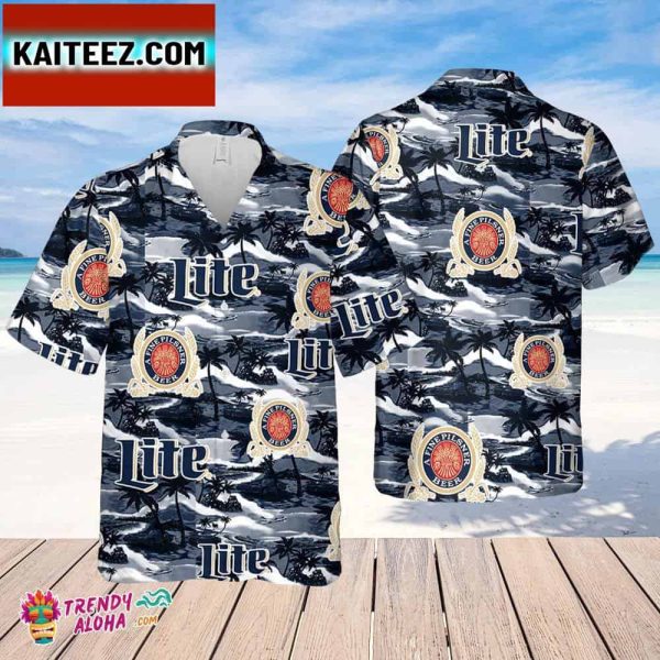 Miller Lite Hawaiian Sea Island Pattern Shirt Hawaii Beer Shirt Miller Lite Hawaiian Summer Shirt Miller Lite Aloha Shirt