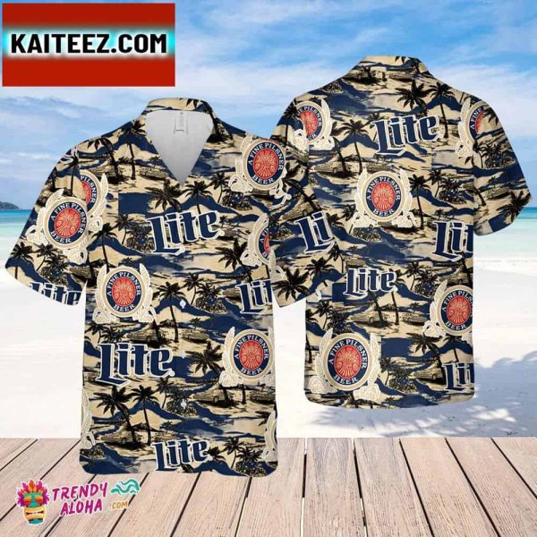 Miller Lite Hawaiian Sea Island Pattern Shirt Summer Beer Hawaiian Shirt