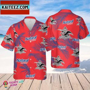 Natural Light Hawaiian Palm Leaves Pattern Shirt Beer Summer Party Hawaiian Shirt Schlitz Beer Shirt