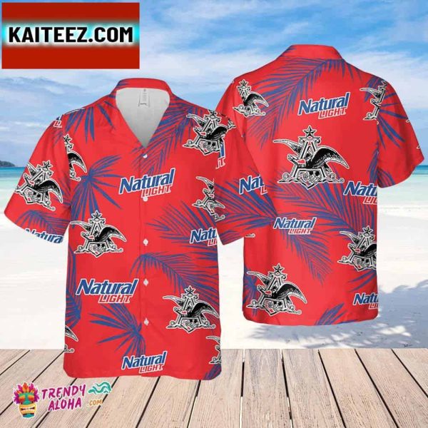 Natural Light Hawaiian Palm Leaves Pattern Shirt Beer Summer Party Hawaiian Shirt Schlitz Beer Shirt