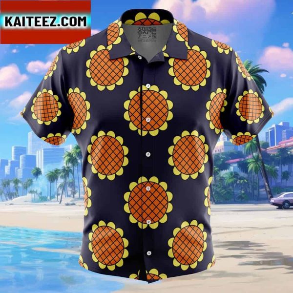 Navy Blue Monkey D Luffy Dressrosa One Piece Gift For Family In Summer Holiday Button Up Hawaiian Shirt