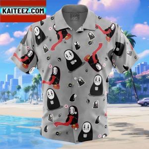 No Name Spirited Away Studio Ghibli Pattern Gift For Family In Summer Holiday Button Up Hawaiian Shirt