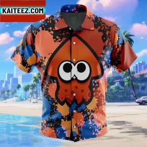 Orange Squid Aloha Splatoon Gift For Family In Summer Holiday Button Up Hawaiian Shirt