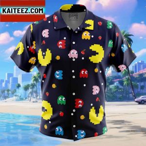 Pac Man Pattern Gift For Family In Summer Holiday Button Up Hawaiian Shirt