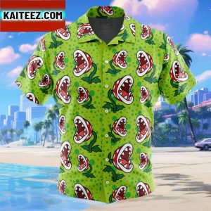 Piranha Plant Super Mario Bros Gift For Family In Summer Holiday Button Up Hawaiian Shirt