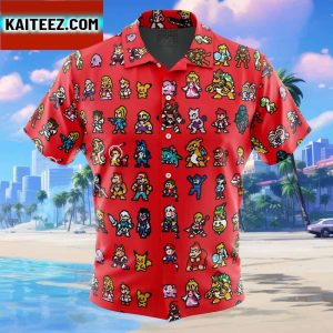 Pixel Smash Super Smash Bros Gift For Family In Summer Holiday Button Up Hawaiian Shirt