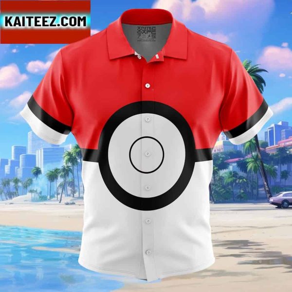 Pokeball Pokemon Gift For Family In Summer Holiday Button Up Hawaiian Shirt