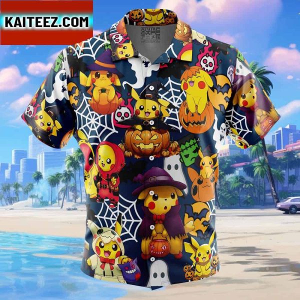 Pokemon Halloween Gift For Family In Summer Holiday Button Up Hawaiian Shirt