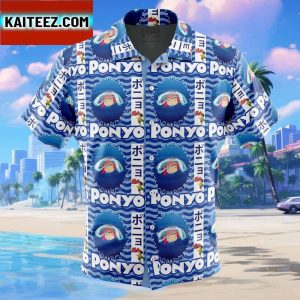 Ponyo Studio Ghibli Gift For Family In Summer Holiday Button Up Hawaiian Shirt