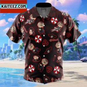 Resident Evil Pattern Gaming Gift For Family In Summer Holiday Button Up Hawaiian Shirt