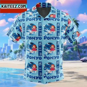 Sea Creatures Ponyo Studio Ghibli Gift For Family In Summer Holiday Button Up Hawaiian Shirt