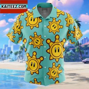 Shine Sprite Super Mario Sunshine Gift For Family In Summer Holiday Button Up Hawaiian Shirt