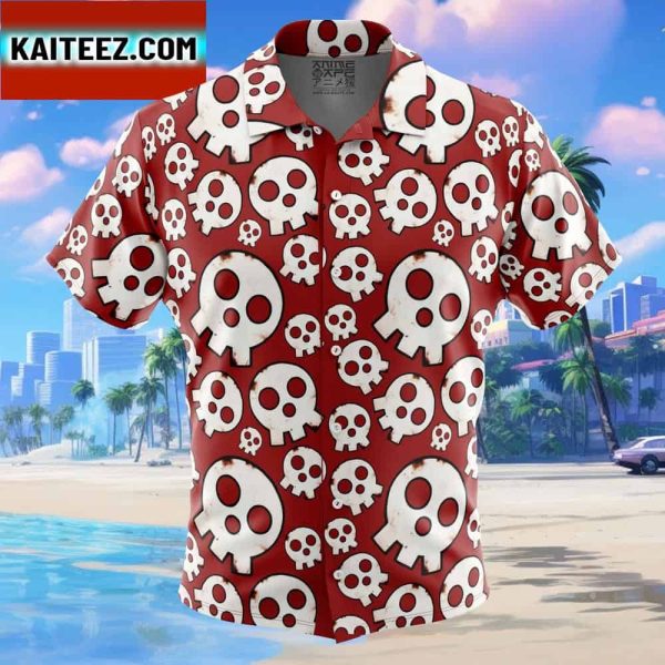 Skull Emblem Fire Force Gift For Family In Summer Holiday Button Up Hawaiian Shirt