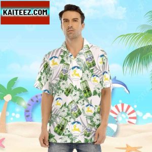 White Aloha Busch Light Hawaiian Shirt John Deere Beer