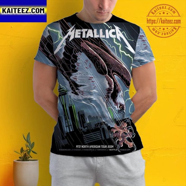 Metallica M72 Seattle Exclusive Pop-Up Shop Poster The Eagle At Lumen Field Seattle WA US August 30th And September 1st 2024 All Over Print Shirt