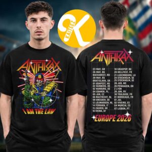 Anthrax Merch Europe Tour 2026 I Am The Law Tour Dates Two Sided Unisex T-Shirt
