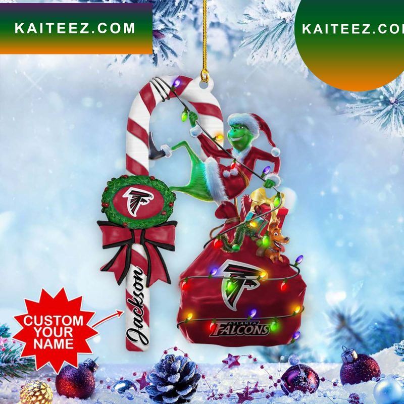 Atlanta Falcons NFL Custom Name Grinch Candy Cane Grinch Decorations Outdoor Ornament Atlanta Falcons NFL Custom Name Grinch Candy Cane Grinch Decorations Outdoor Ornament
