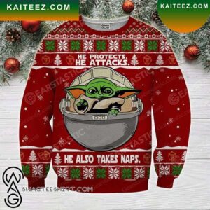 Baby Yoda He Also Take Naps Star Wars Christmas Ugly Sweater