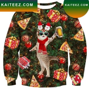 Beer Dj Pizza Cat Ugly Christmas Sweater