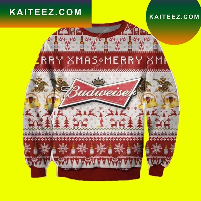 Budweiser Merry Xmas Ugly Christmas Sweater Budweiser Merry Xmas Ugly Christmas Sweater