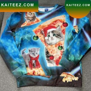 Cat Pizza Christmas Funny Pullover Ugly Christmas Sweater