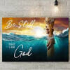 Christian Girl In The Violet Flower Field Jesus Wall Art Decor Poster Canvas