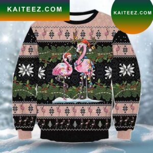 Christmas Flamingo And Light Bulbs Ugly Sweater