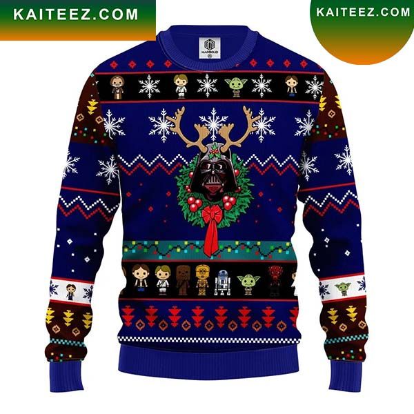 Citybarks Darth Vader Blue Star Wars Christmas Ugly Sweater Citybarks Darth Vader Blue Star Wars Christmas Ugly Sweater