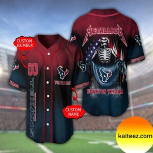 Custom Name And Number Metallica Band Houston Texas NFL Flag America Baseball Jersey