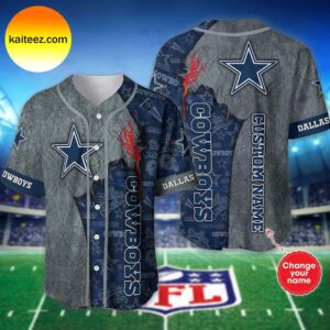 Custom Name Dallas Cowboys 3D Pattern Logo Baseball Jersey