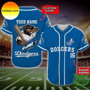 Custom Name Los Angeles Dodgers Dog In Blue Baseball Jersey