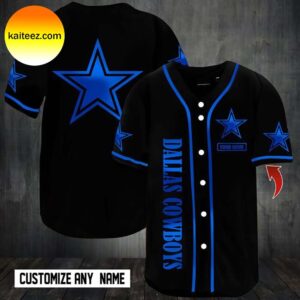 Dallas Cowboys Black Custom Name Baseball Jersey