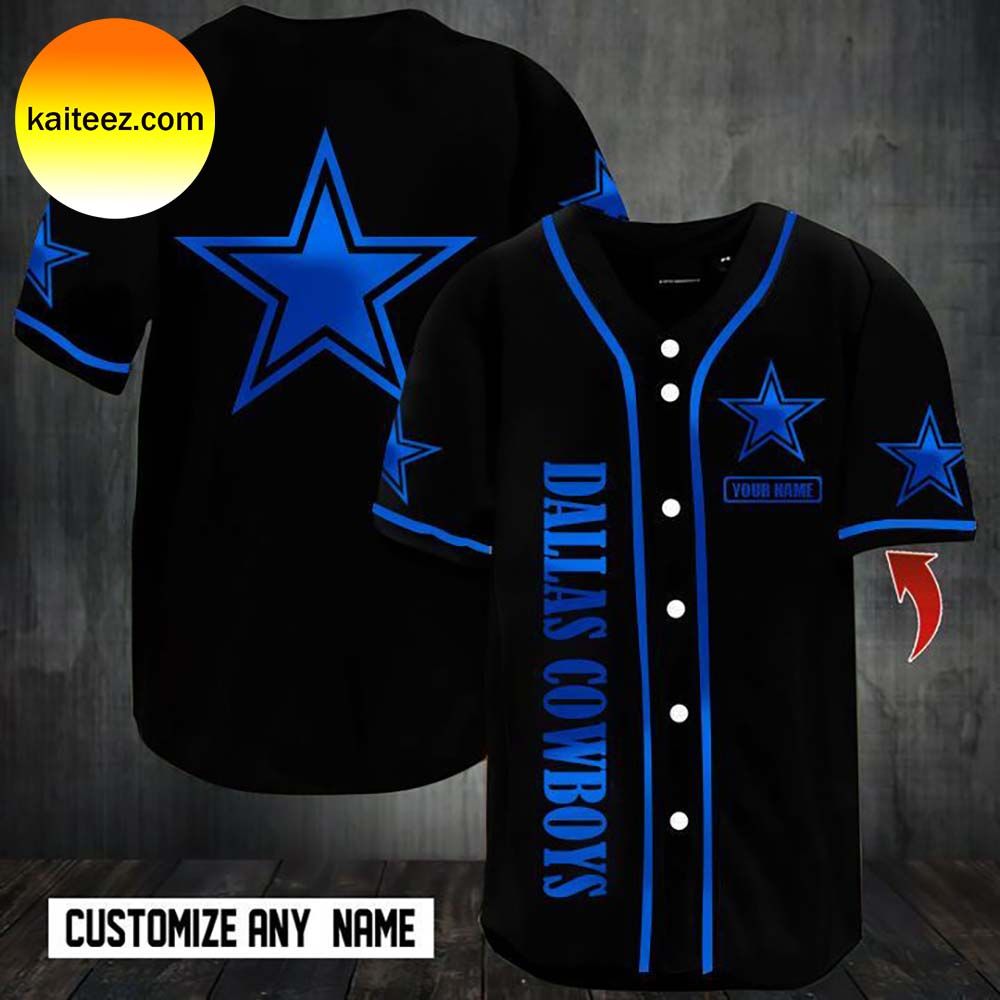 Dallas Cowboys Black Custom Name Baseball Jersey Dallas Cowboys Black Custom Name Baseball Jersey