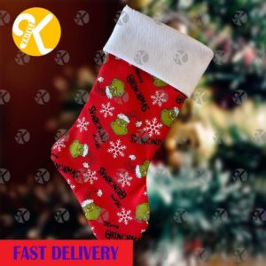 Grinch By Dr. Deuss Merry Grinchmas In Signature Red And White Personalized Christmas Stocking