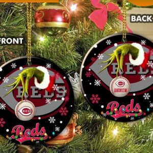Grinch Cincinnati Reds Christmas Ceramic Grinch Christmas Ornament