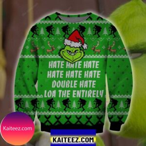 Grinch Hate Hate Hate Knitting Pattern 3d Print Christmas Ugly Sweater