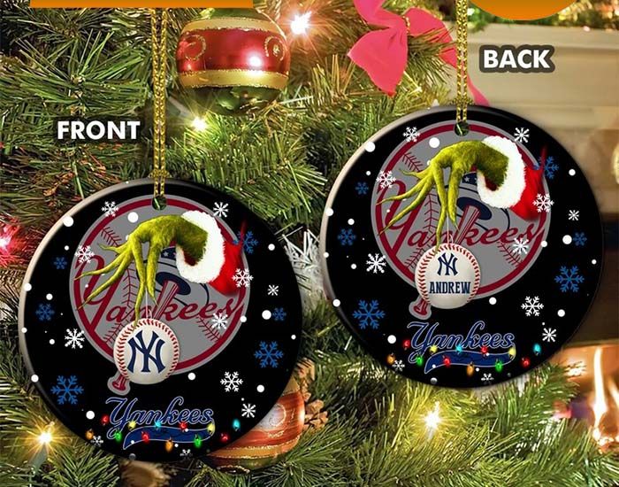 Grinch New York Yankees Christmas Ceramic Grinch Christmas Ornament Grinch New York Yankees Christmas Ceramic Grinch Christmas Ornament