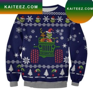 Grinch On Jeep Grinch Christmas Ugly Sweater