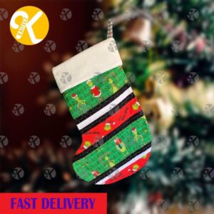 Grinch Posing Pattern Grinchmas In Red And Green Christmas Stocking