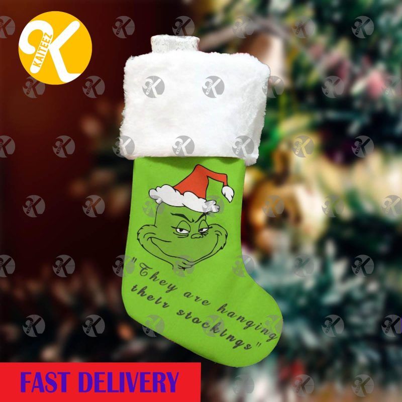 Grinch Quote 'They Are Hanging Their Stockings' In Green Background Christmas Stocking Grinch Quote 'They Are Hanging Their Stockings' In Green Background Christmas Stocking