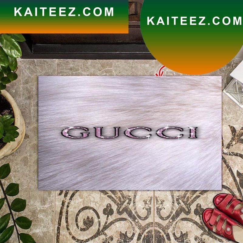 Gucci In The Form Of Feathers On A Pink Background Doormat Gucci In The Form Of Feathers On A Pink Background Doormat